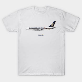 Illustration of Singapore Airlines Airbus A380 T-Shirt